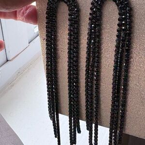 Joyfolie Black Crystal Fringe Drop Earrings